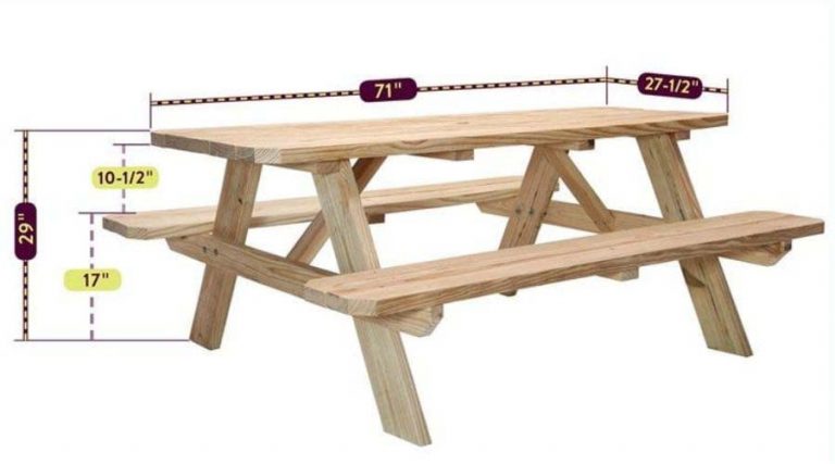 What is the average size of a picnic table